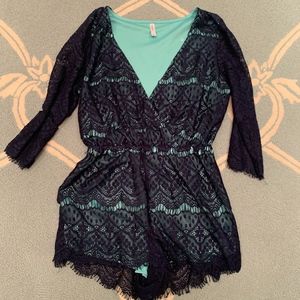 Target Xhilaration Navy Lace V-Neck Romper